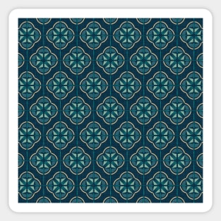 Retro Floral Geometric Tile / Pine Green Sticker